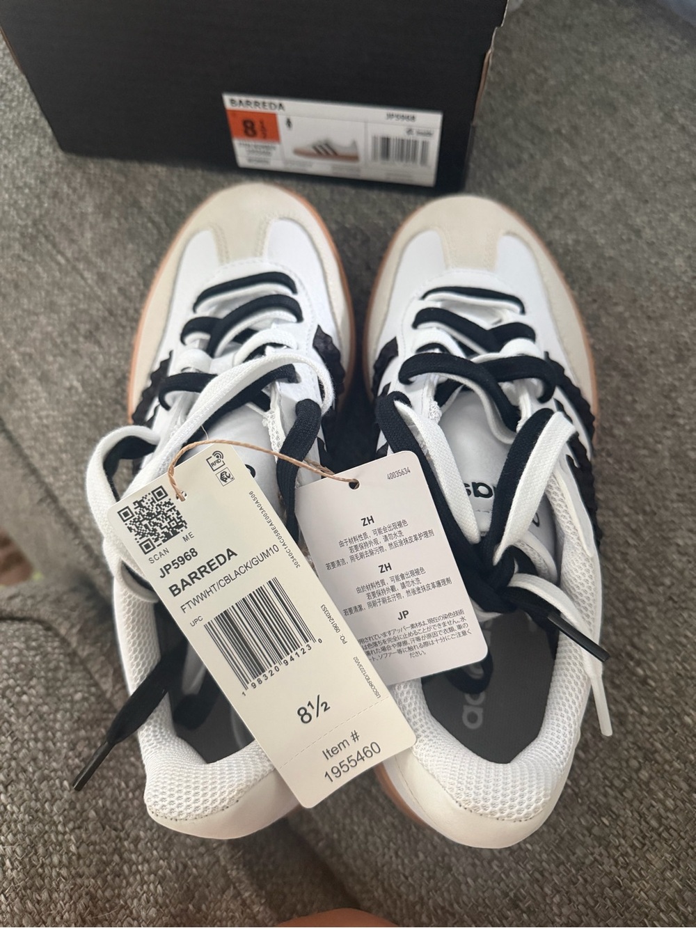 Women's White and Black Adidas Barreda Sneakers size 8.5